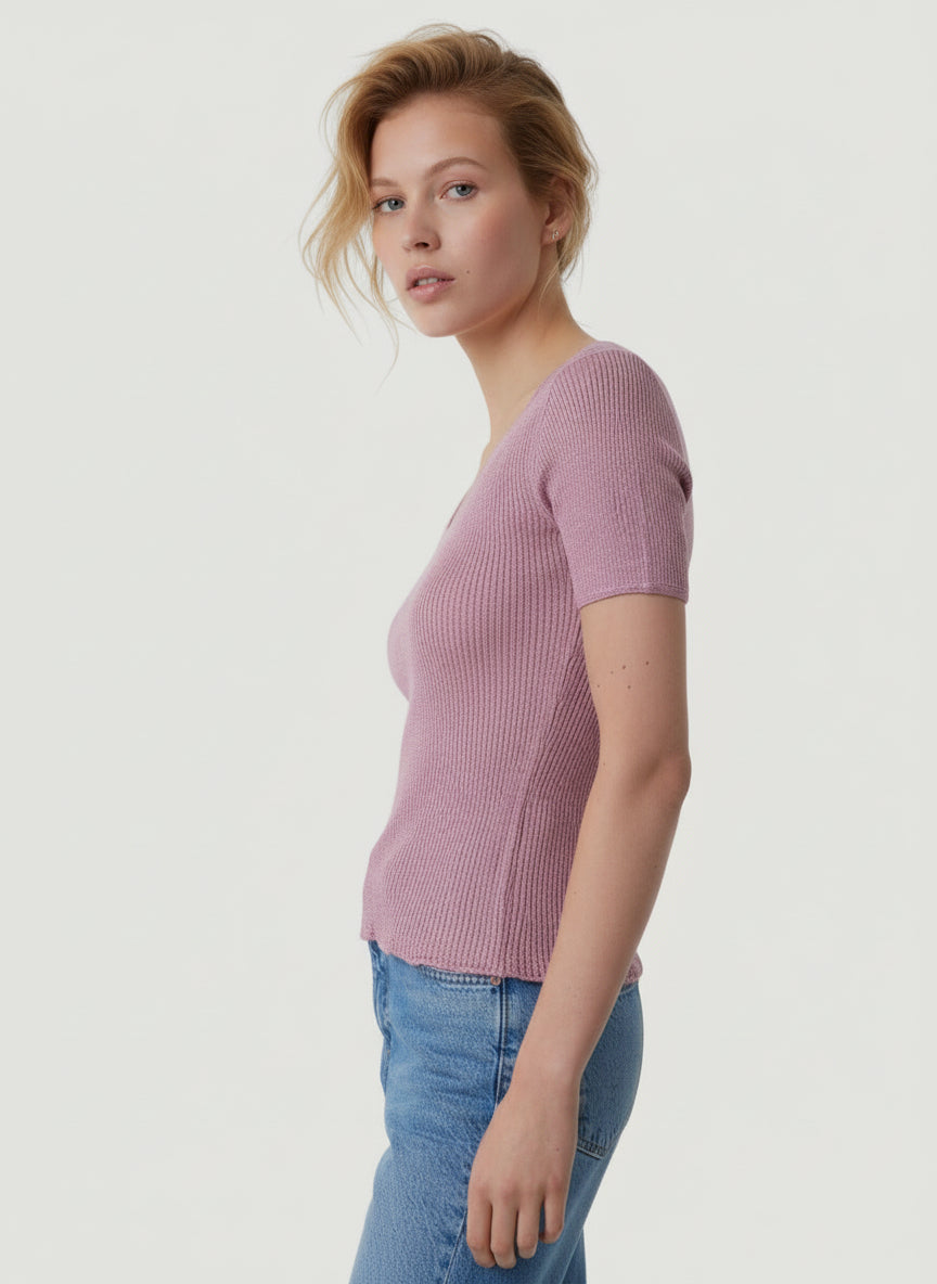 Rib Knit Pullover Elbow Sleeve Scoop Neck - SCOOPNECK ELBOW - Majestic Filatures North America