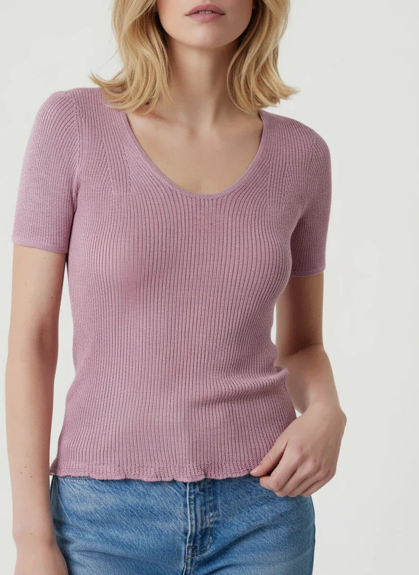 Rib Knit Pullover Elbow Sleeve Scoop Neck - SCOOPNECK ELBOW - Majestic Filatures North America