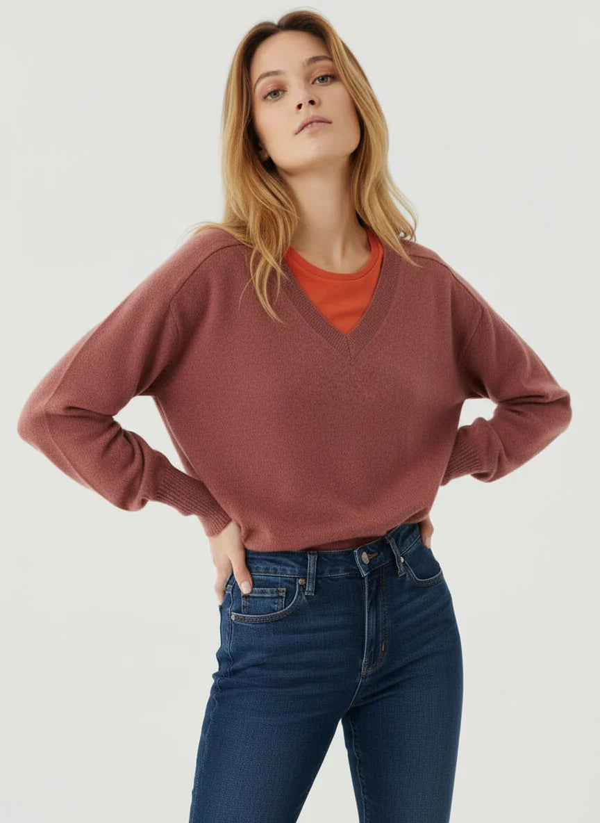 Cashmere Long Sleeve Pullover V-Neck - CARDIGAN - Majestic Filatures North America