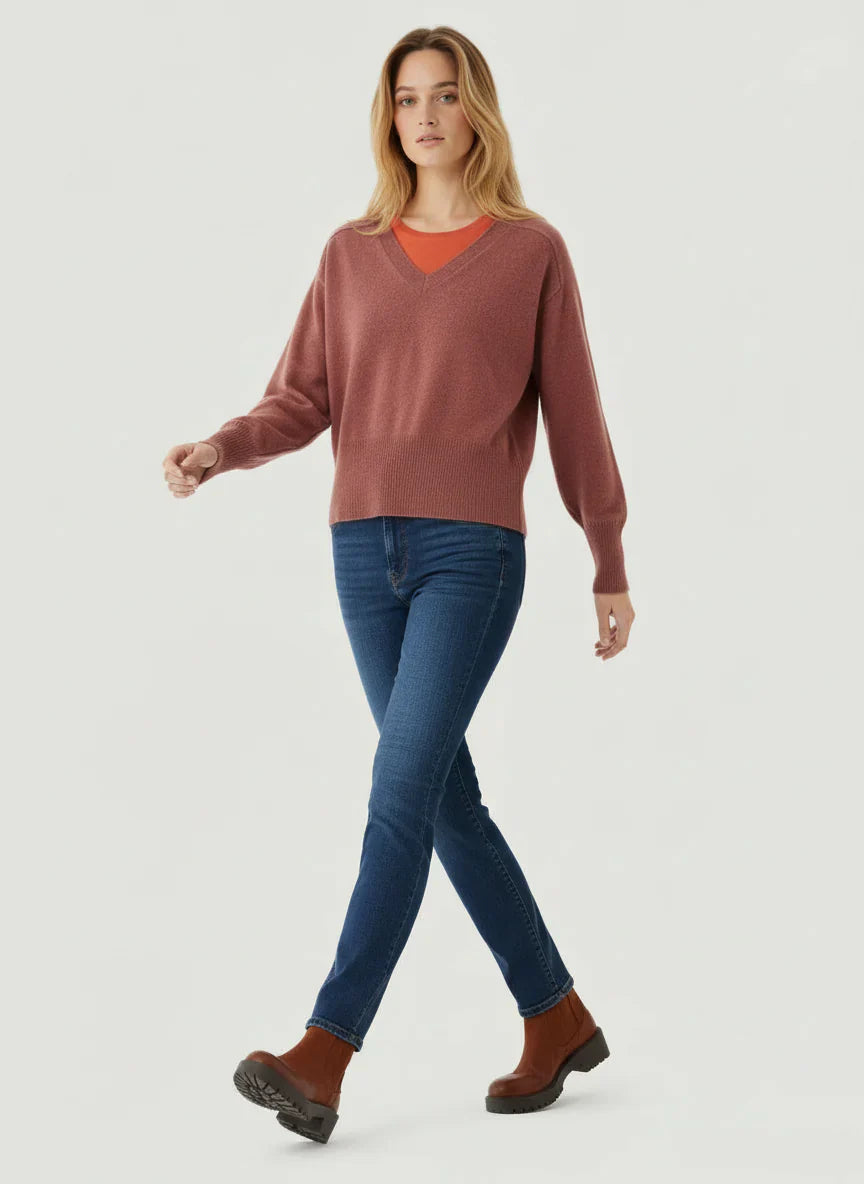 Cashmere Long Sleeve Pullover V-Neck - CARDIGAN - Majestic Filatures North America