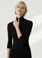 Merino Silk Micro Rib Elbow Sleeve Mock Neck - CREWNECK L/S - Majestic Filatures North America