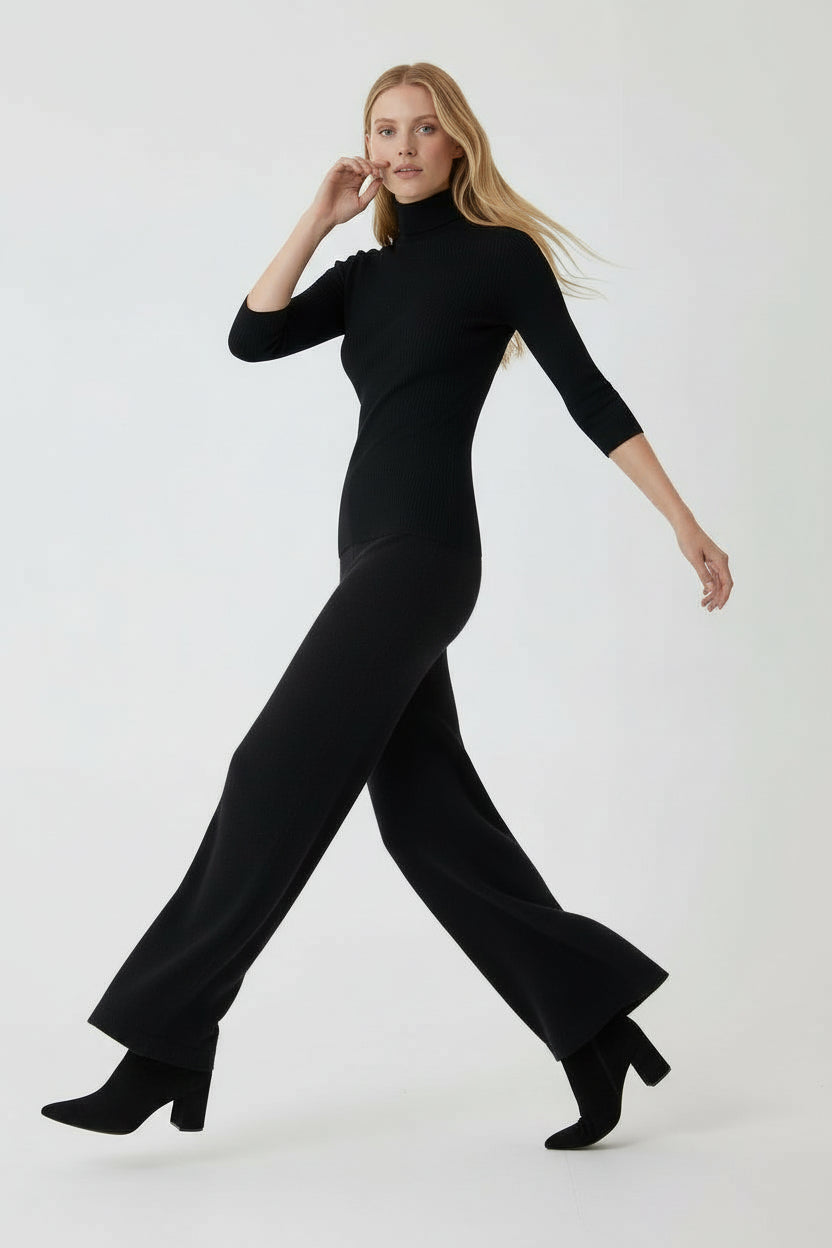 Merino Silk Micro Rib Elbow Sleeve Mock Neck - CREWNECK L/S - Majestic Filatures North America