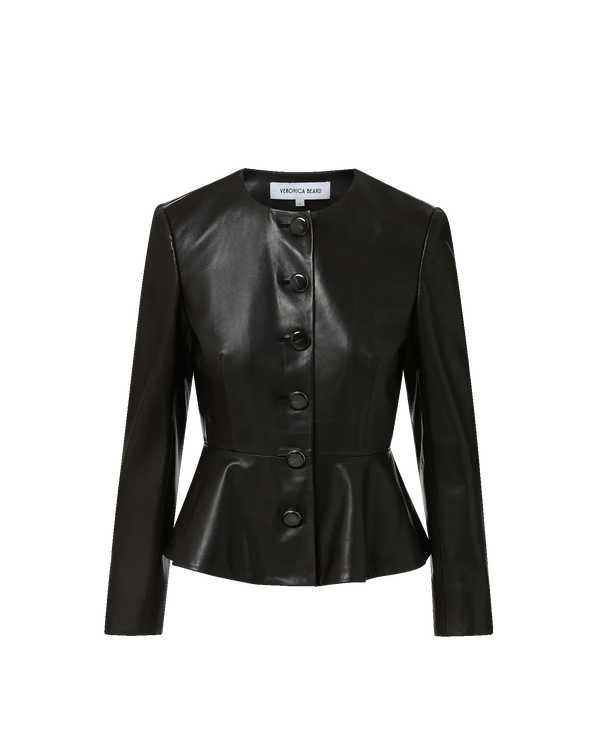 QUINN LEATHER PEPLUM JACKET BLACK