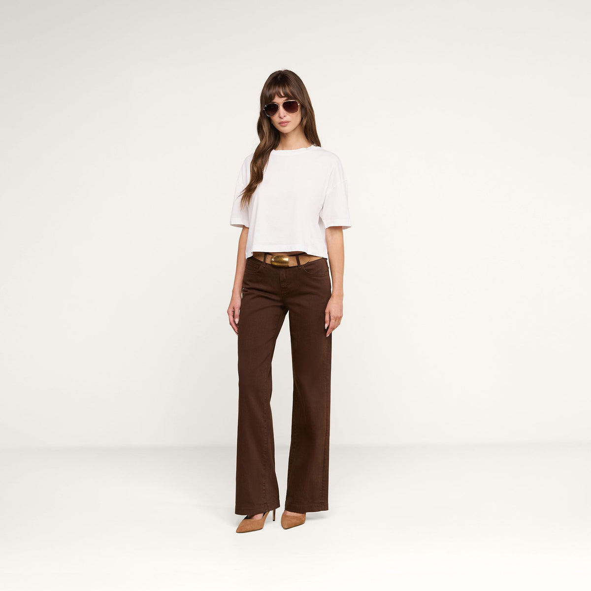 Joanne L/R Wide Leg Jean Brown