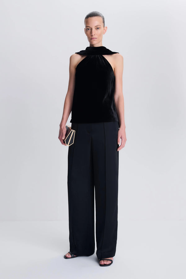 Scarlett Draped Velvet Cape Top Black