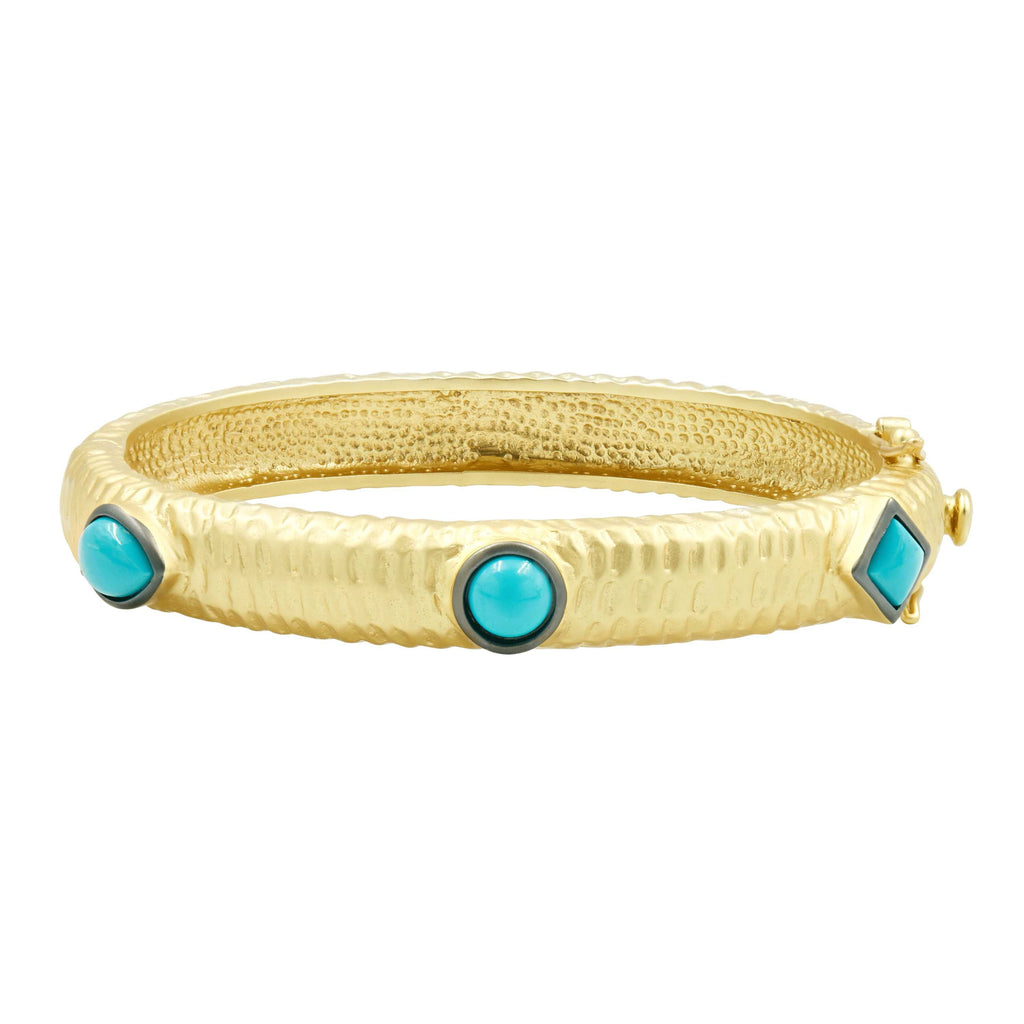 Turqoise Multi-Shaped Stone Wide Hinge Bangle FR Vault BRACELET