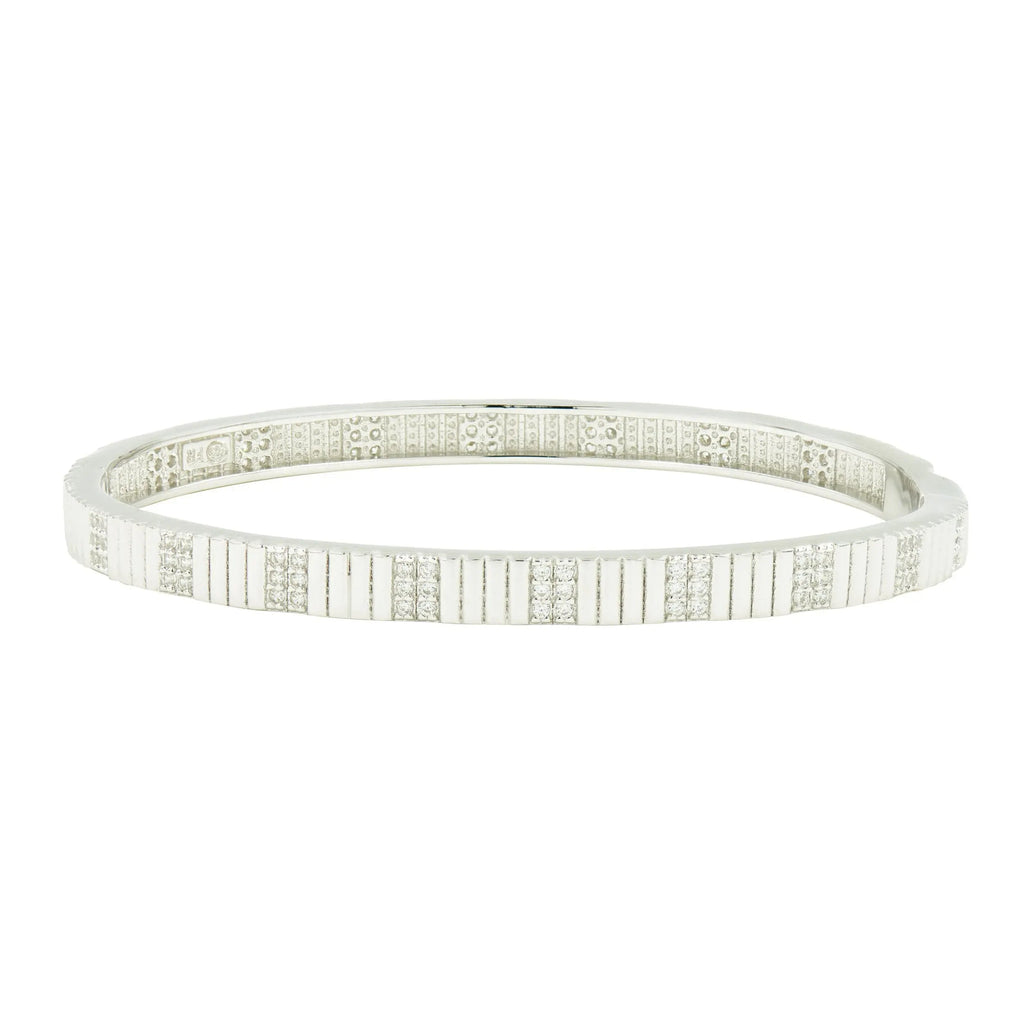 PlatinumonSterlingSilver Sleek Pavé Hinge Bangle Radiance BRACELET