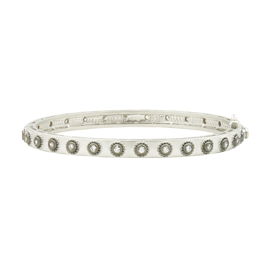 SilverBlack Studded Eternity Hinge Bangle Signature BRACELET