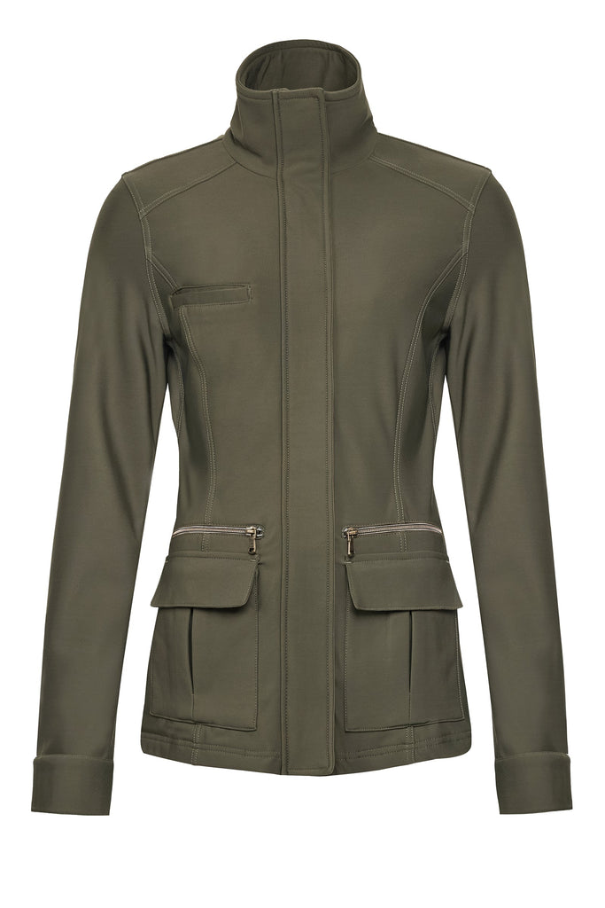 The Best Travel Fleece-Lined Jacket. Flat Lay of a Kenya Cozy Fleece-Lined Jacket in Army Green