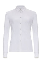 The Best Travel Top. Flat Lay of a Danica Snap On Super Jersey Top in White