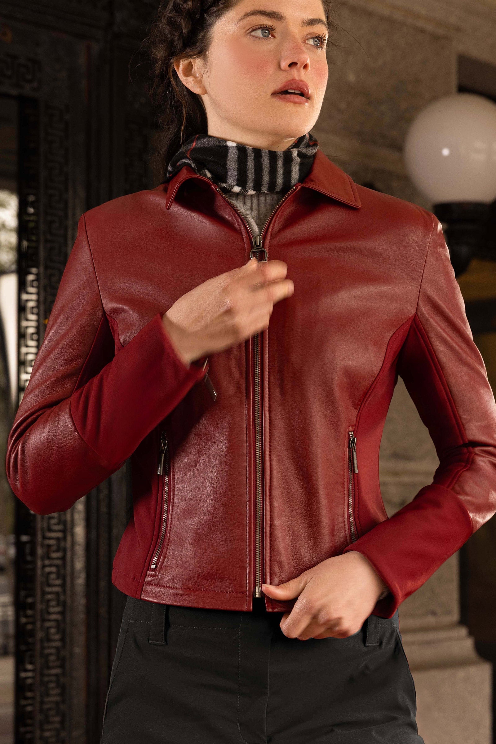 Dill Leather Jacket With Fleece Lined Panels – Frances Kahn