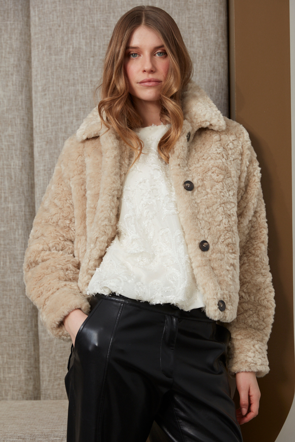 Dream, faux fur jacket with button-front closure