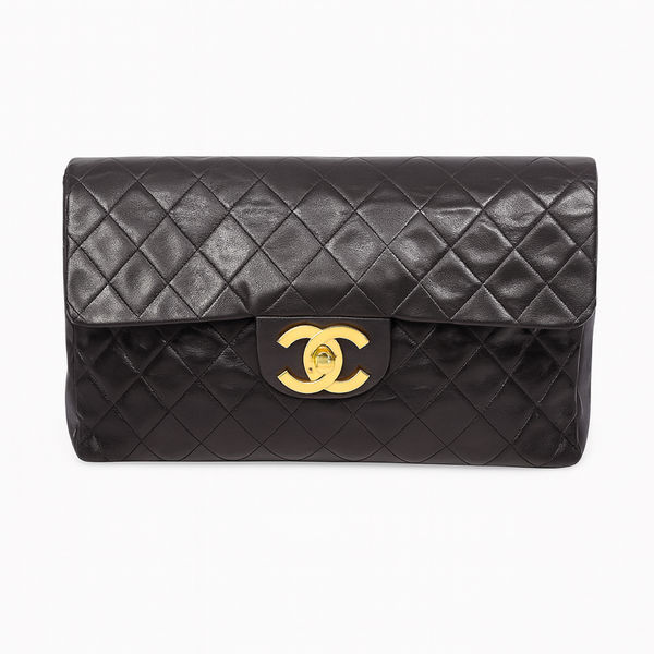 Authentic Chanel Vintage Black Jumbo CC Bag with Gold Hardware