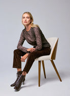 Cotton Cashmere Long Sleeve Leopard Novelty Crewneck T-Shirt - CREWNECK L/S - Majestic Filatures North America