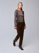 Cotton Cashmere Long Sleeve Leopard Novelty Crewneck T-Shirt - CREWNECK L/S - Majestic Filatures North America