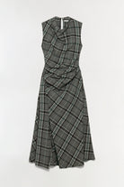 Burke S/L Draped Midi Dress Everglade Plaid