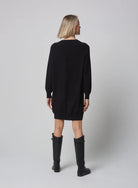 Stretch Organic Cotton Knit Long Sleeve Crewneck Sweater Dress - DRESS - Majestic Filatures North America