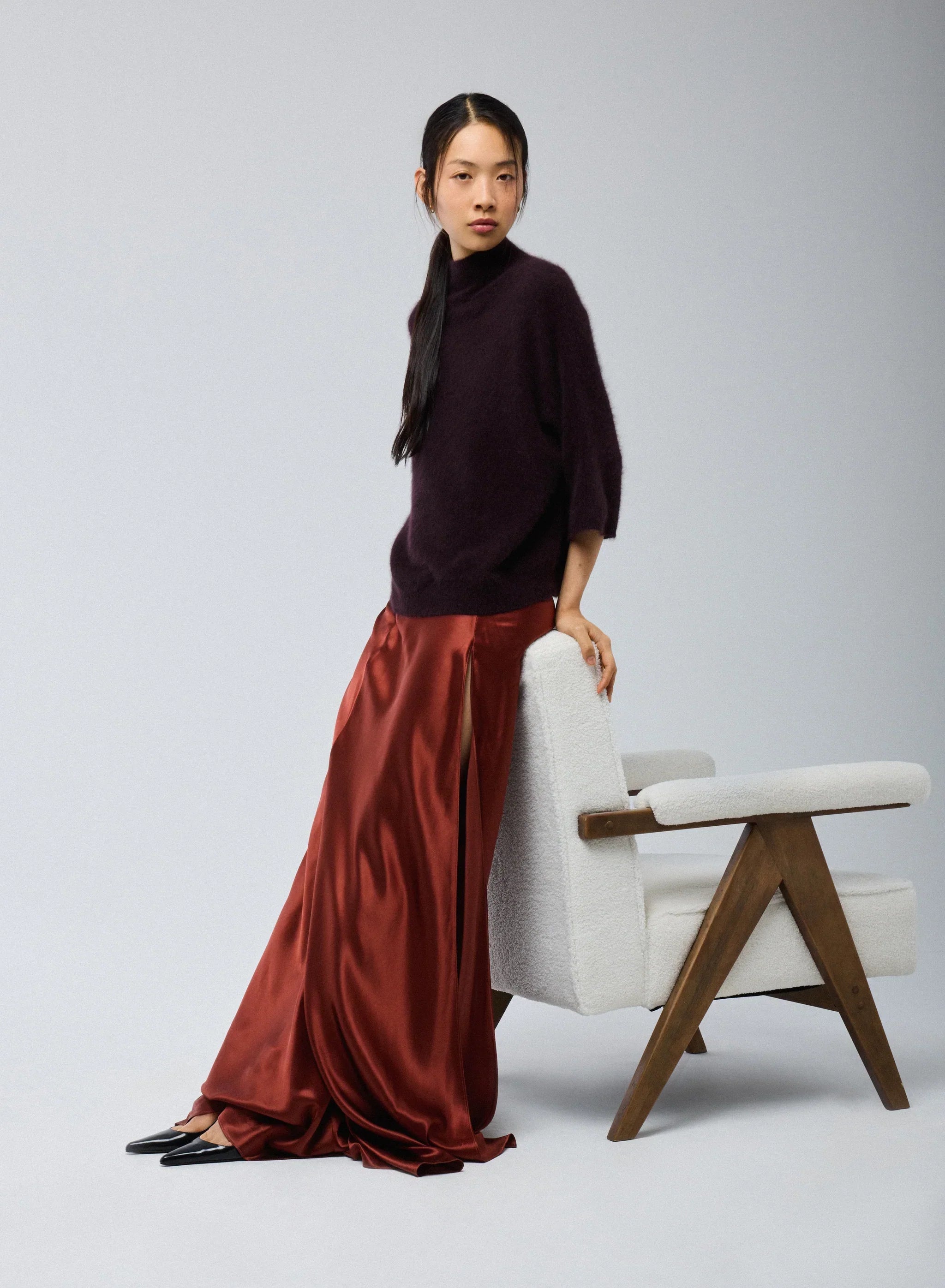 Ultra Soft Knit Elbow Sleeve Mock Neck Pullover - CREW ELBOW SLV - Majestic Filatures North America