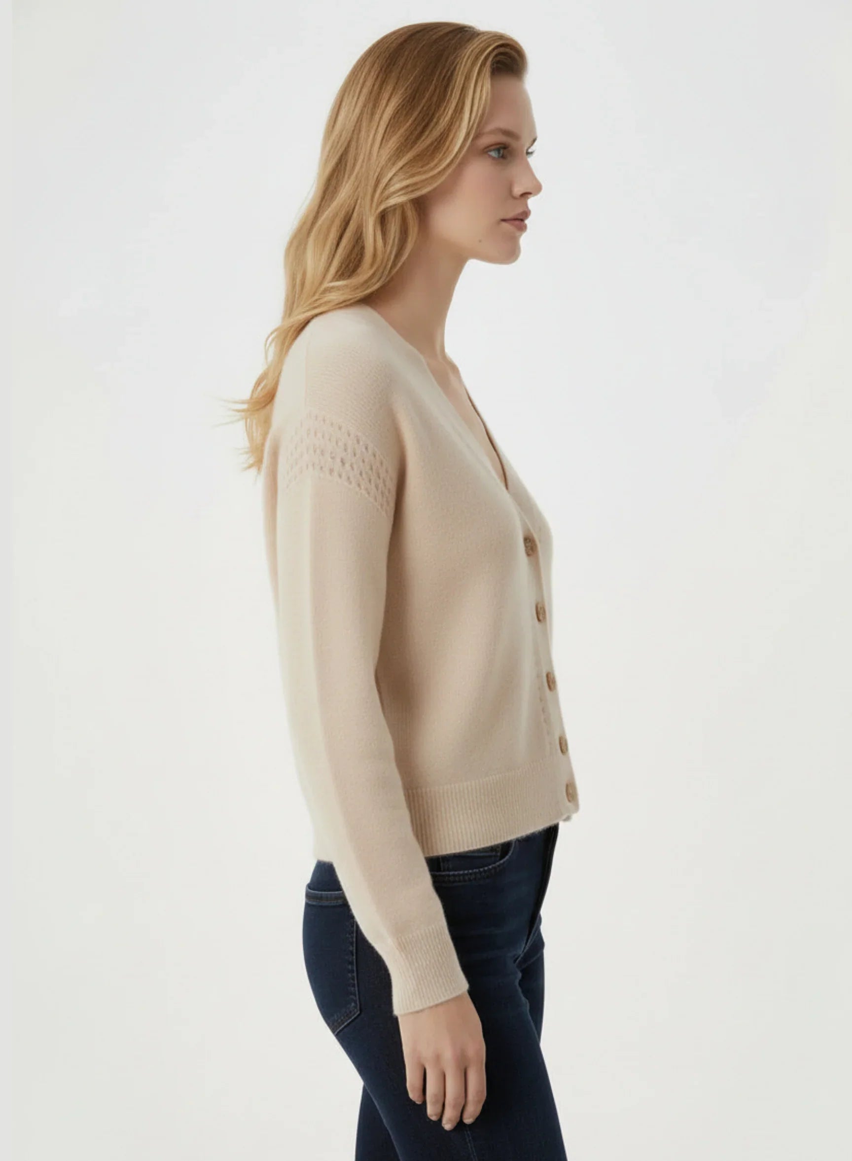 Cashmere Silk V-Neck Cardigan - CARDIGAN - Majestic Filatures North America