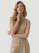 Cashmere Silk Mesh Short Sleeve Crewneck - CREWNECK S/S - Majestic Filatures North America