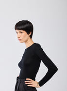 Merino Silk Micro Rib Long Sleeve Knit Crewneck - CREWNECK L/S - Majestic Filatures North America