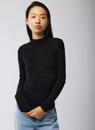 Merino Silk Micro Rib Long Sleeve Knit Mock Neck - CREWNECK L/S - Majestic Filatures North America