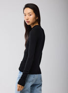 Merino Silk Micro Rib Long Sleeve Knit Mock Neck - CREWNECK L/S - Majestic Filatures North America