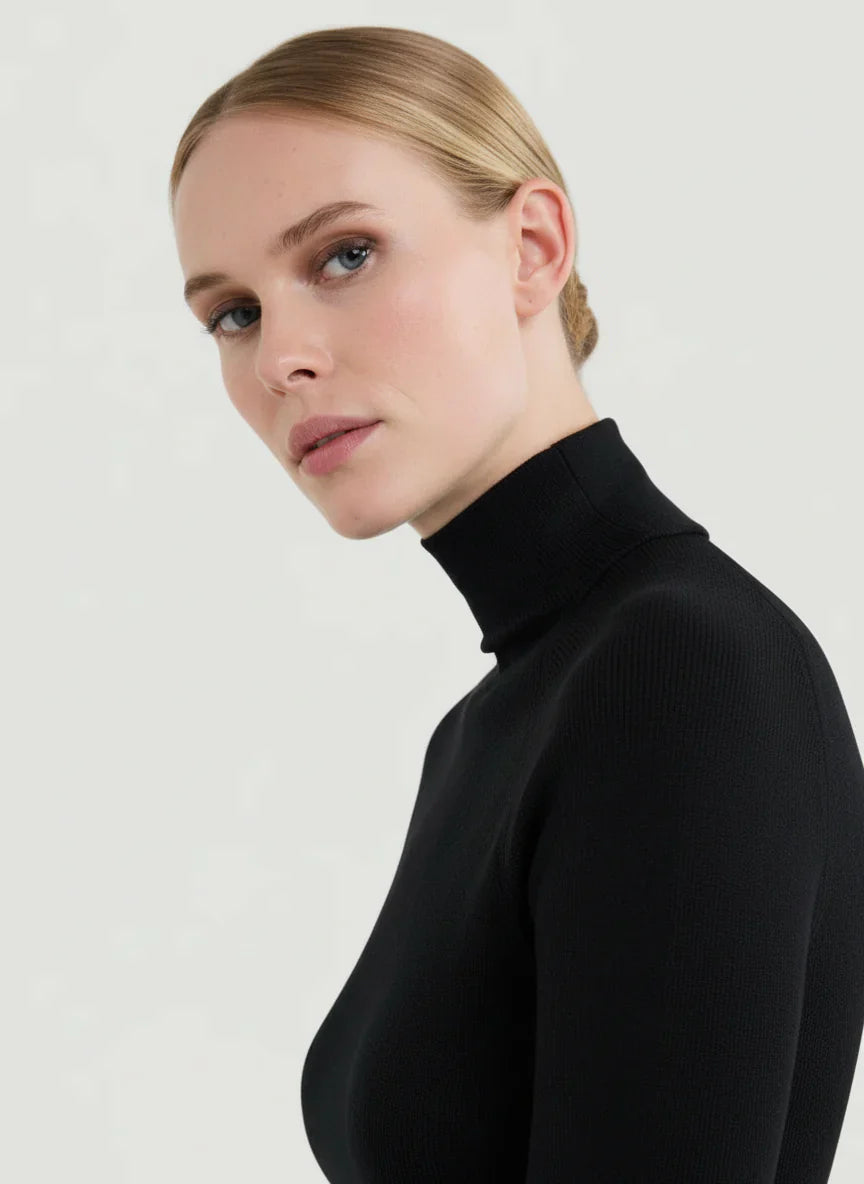 Merino Silk Micro Rib Long Sleeve Knit Mock Neck - MOCK NECK L/S - Majestic Filatures North America