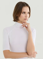 Merino Silk Micro Rib Elbow Sleeve Mock Neck - CREWNECK L/S - Majestic Filatures North America