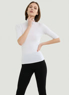 Merino Silk Micro Rib Elbow Sleeve Mock Neck - CREWNECK L/S - Majestic Filatures North America