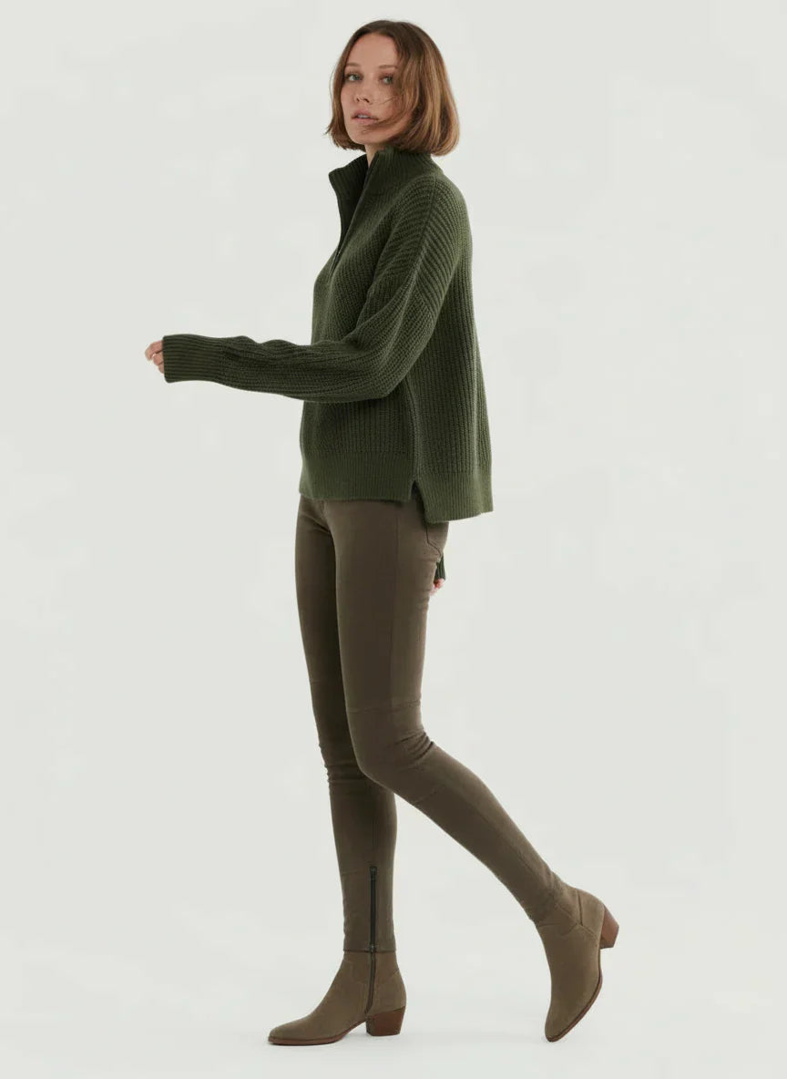 Merino Rib Knit Long Sleeve Half Zip Sweater - CREWNECK L/S - Majestic Filatures North America
