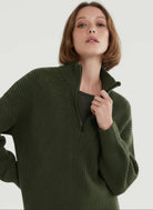 Merino Rib Knit Long Sleeve Half Zip Sweater - CREWNECK L/S - Majestic Filatures North America