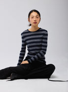 Merino Superfine Rib Knit Stripe Long Sleeve Crewneck T-Shirt - CREWNECK L/S - Majestic Filatures North America
