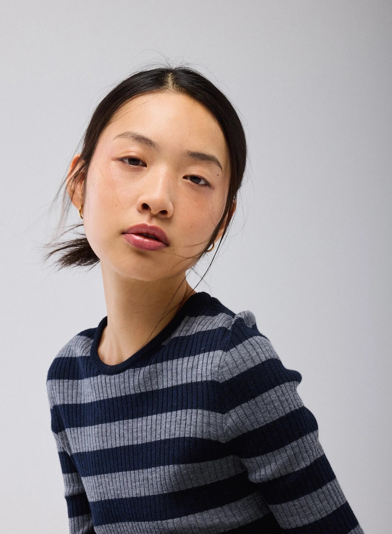 Merino Superfine Rib Knit Stripe Long Sleeve Crewneck T-Shirt - CREWNECK L/S - Majestic Filatures North America