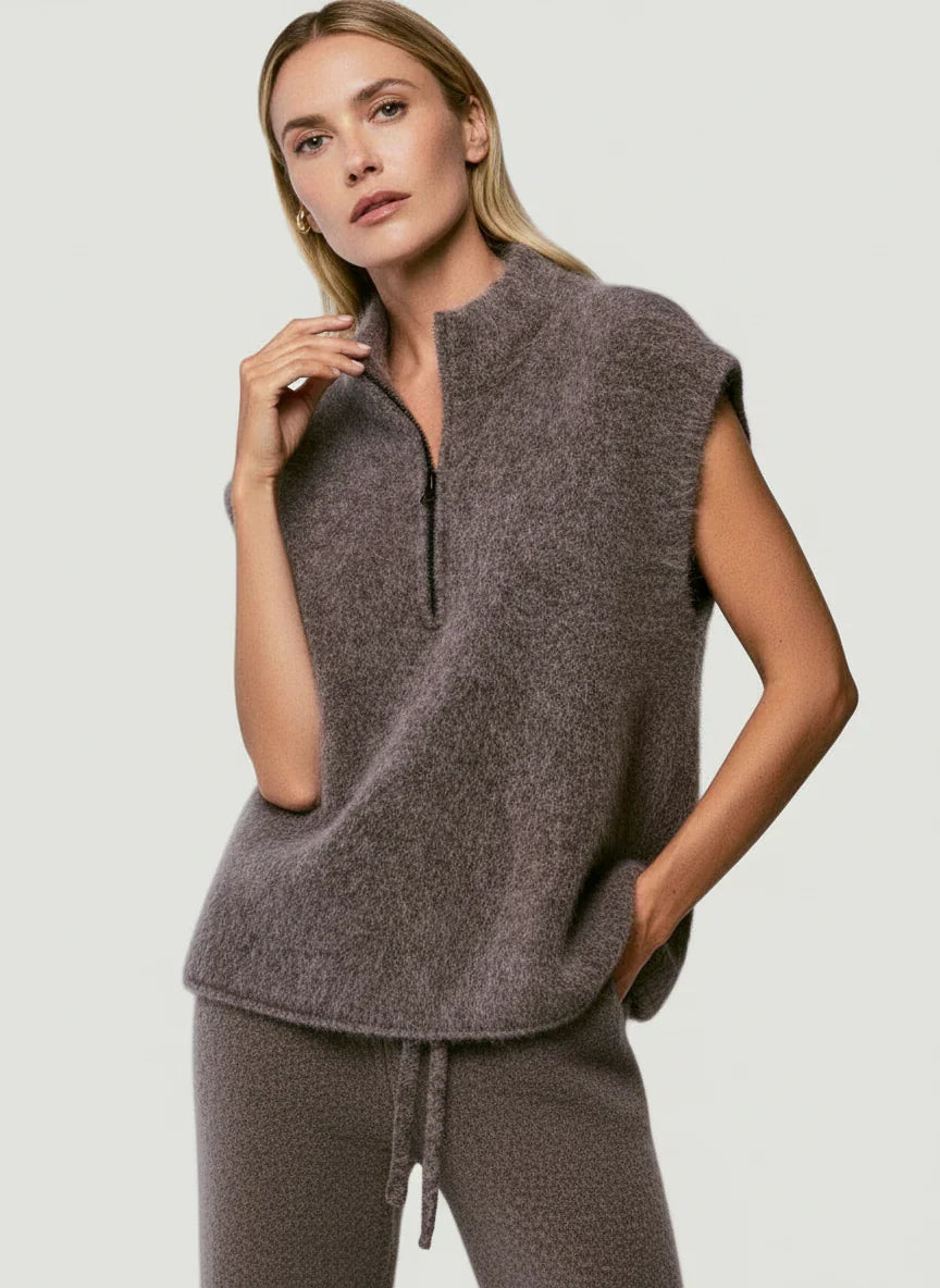 Ultra Soft Baby Alpaca Half Zip Vest - HOODIE - Majestic Filatures North America