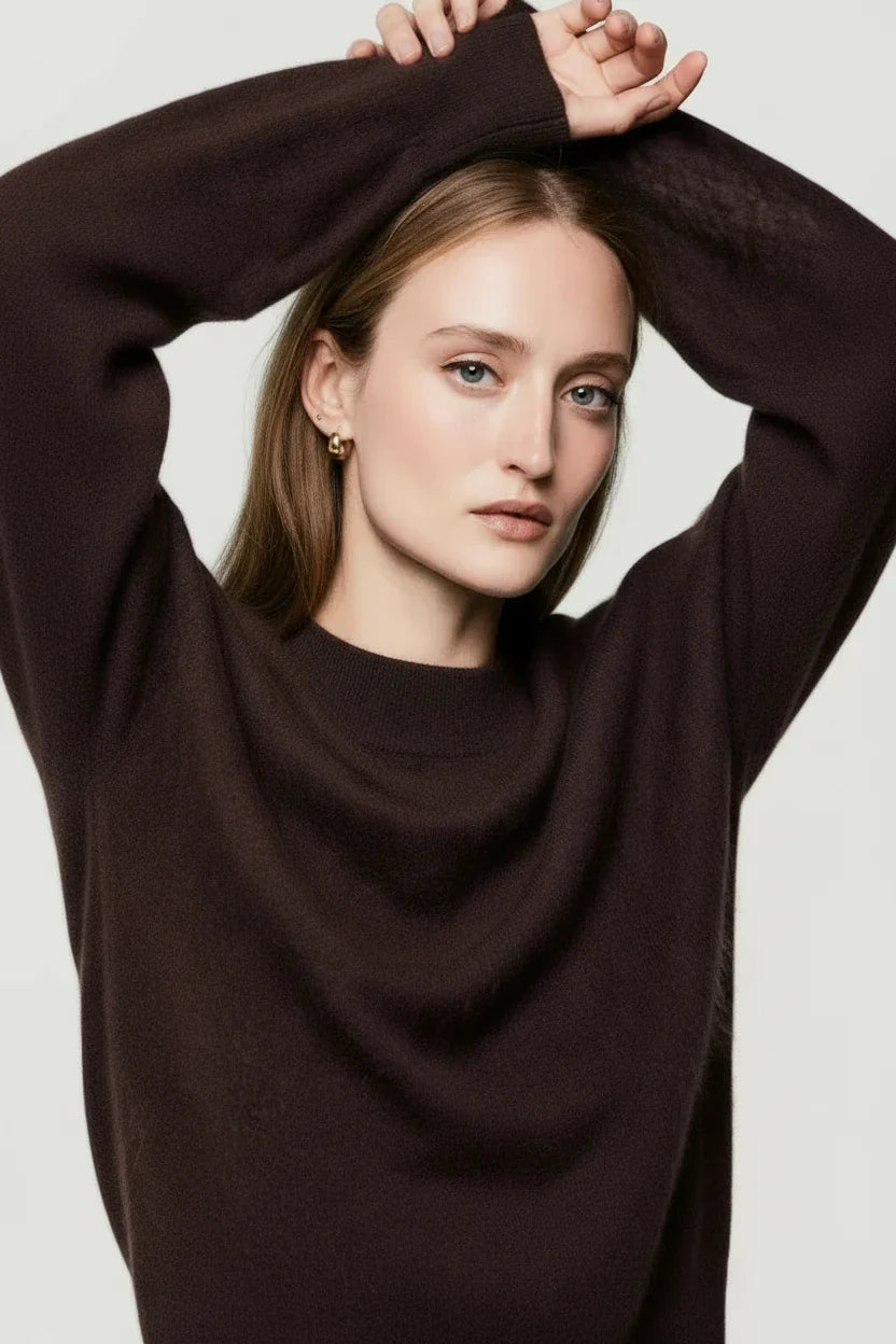 Brushed Cashmere Long Sleeve Crewneck Sweater - HOODIE - Majestic Filatures North America
