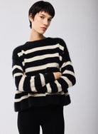 Merino Fox Striped Rib Long Sleeve Knit Boatneck - CREW ELBOW SLV - Majestic Filatures North America