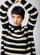 Merino Fox Striped Rib Long Sleeve Knit Boatneck - CREW ELBOW SLV - Majestic Filatures North America