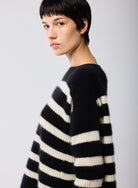 Merino Fox Striped Rib Long Sleeve Knit Boatneck - CREW ELBOW SLV - Majestic Filatures North America