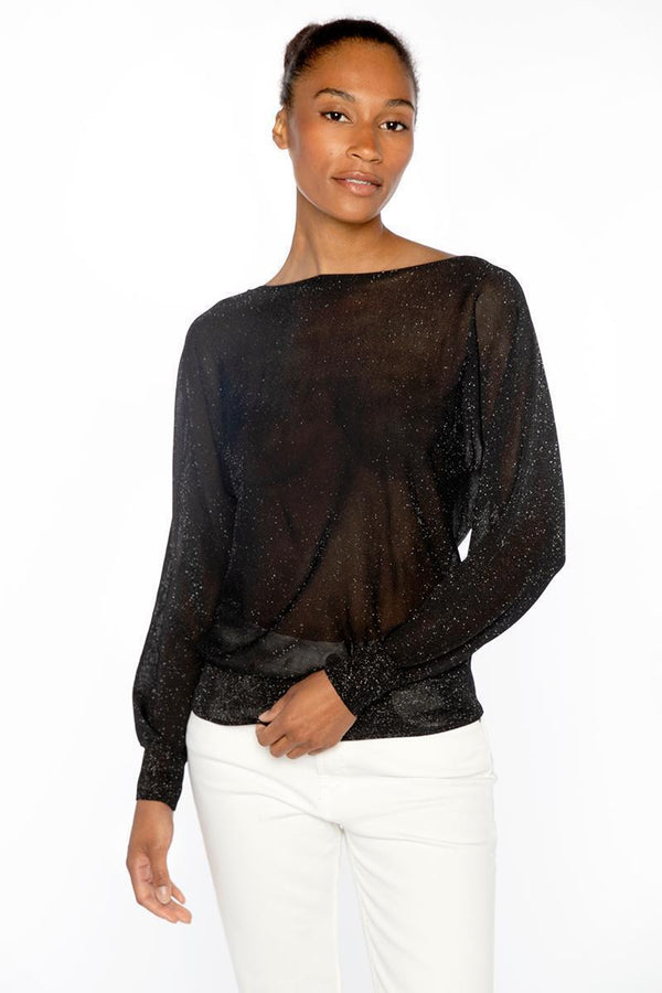 SHIMMER OFF SHOULDER PULLOVER