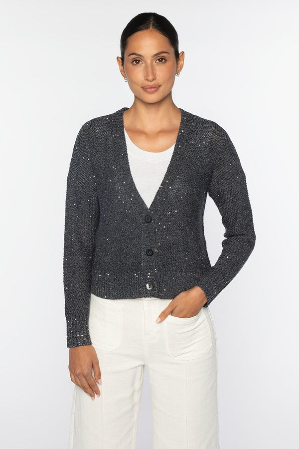 SEQUIN VEE CARDIGAN