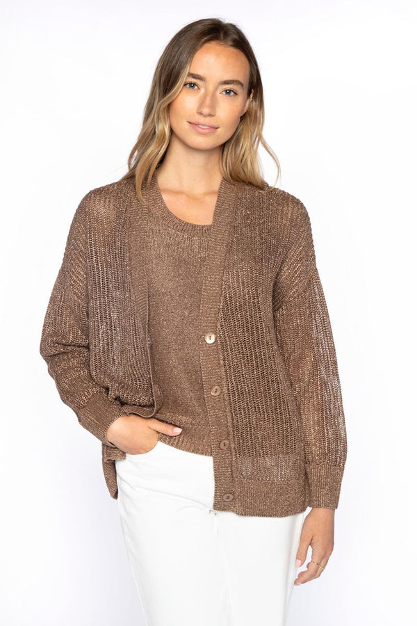 OPEN TEXTURE LUREX CARDIGAN