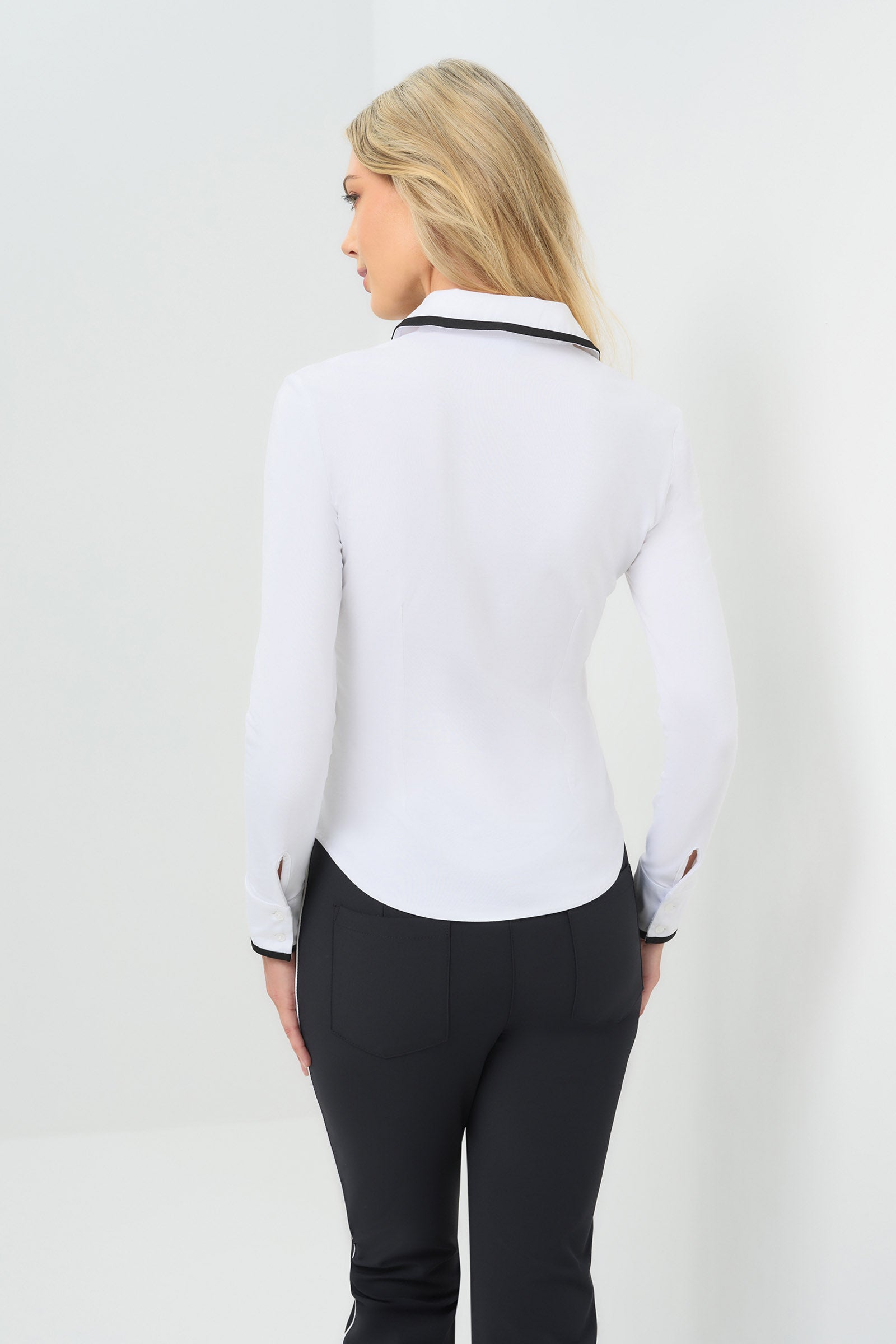 Bruna Collared Zip Top with Poplin Front – Frances Kahn
