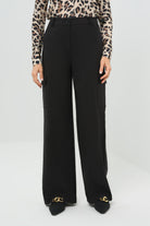 A front-facing look at the wide-leg pants, showcasing their flowing silhouette and relaxed fit.