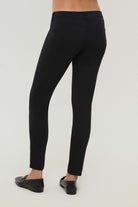 The Best Travel Pants. Side Profile of the Luisa Skinny Jean Pant in Black.