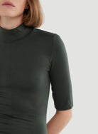 Soft Touch Elbow Sleeve Mock Neck Midi Dress - DRESS - Majestic Filatures North America