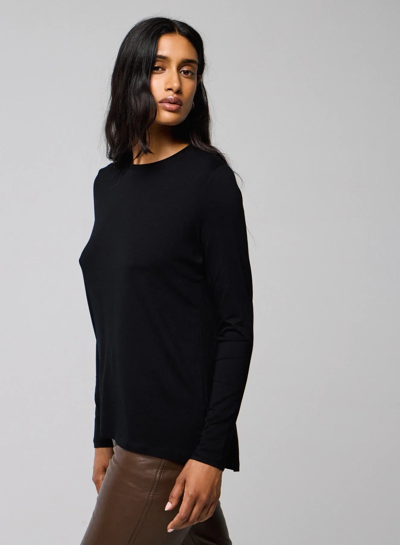 Soft Touch Long Sleeve Crewneck With Back Pleat - CREW L/S - Majestic Filatures North America
