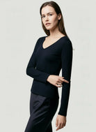 Soft Touch Long Sleeve V-Neck T-Shirt - V NECK L/S - Majestic Filatures North America