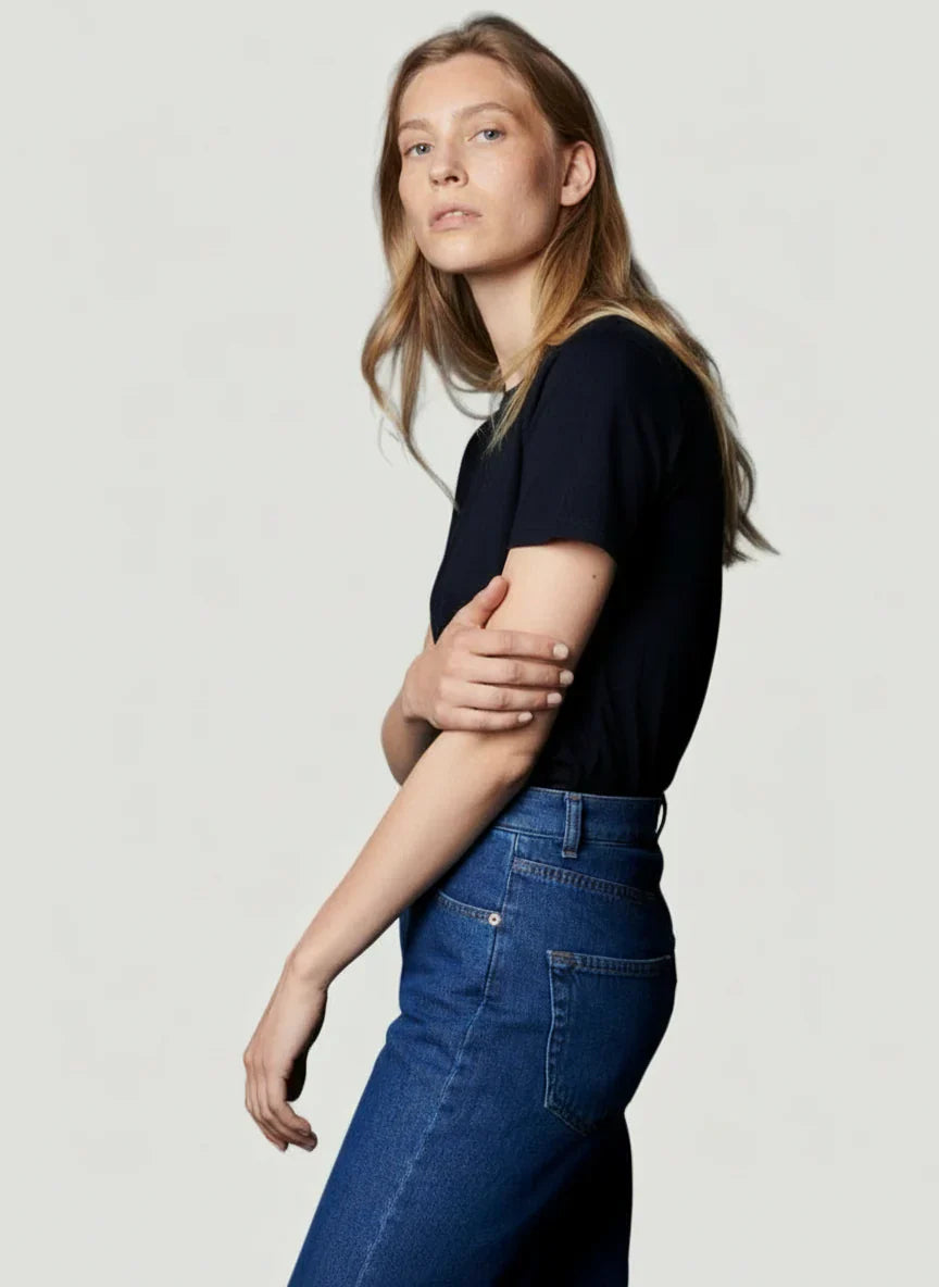 Soft Touch Semi Relaxed Short Sleeve Crewneck T-Shirt - BOATNECK 3/4 SLV - Majestic Filatures North America