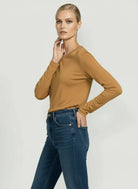 Soft Touch Semi Relaxed Long Sleeve Crewneck T-Shirt - BOATNECK 3/4 SLV - Majestic Filatures North America